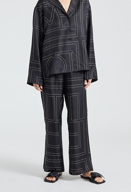Toteme Monogram Silk PJ Bottoms Black